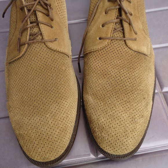 SIZE 8. BACCO BUCCI perforated suede leather oxford dress shoes. main image 10